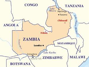 Kaart Zambia met Chinsali